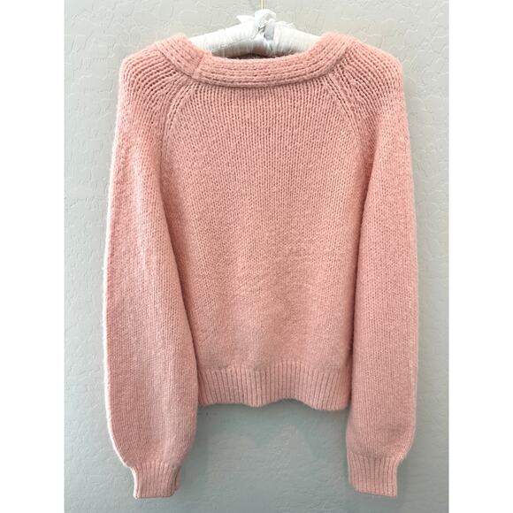 ENGLISH FACTORY | Pink Embroidered Floral Button Front Cardigan Sweater | Large - Picture 5 of 7